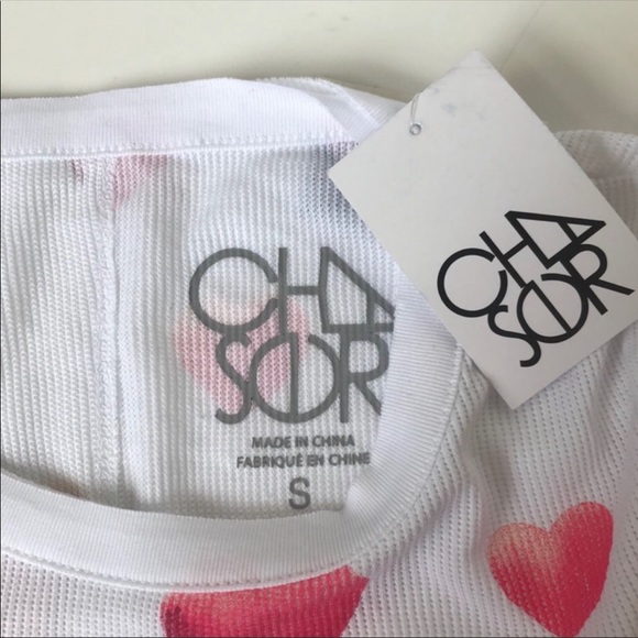 NWT Chaser White with Pink Ombré Hearts Thermal Knit Crew Neck Long Sleeve Shirt - Picture 11 of 15